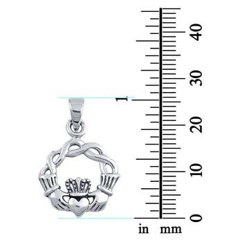 Infinity Celtic Claddagh Pendant Charm 925 Sterling Silver